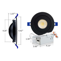 Outdoor Landscape Lighting LED 12V Low Voltage LED Canless Recessed Light 4 inch Gimbal 5CCT Dimmable Adjustable Directional Retrofit Eyeball Lighting with Jbox ETL Rated
