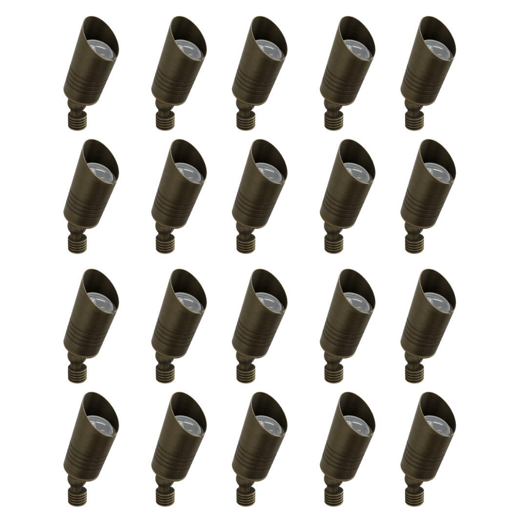 Outdoor Landscape Lighting LED 12V Low Voltage RAL8100 x20 Package Mini Brass Accent Light Low Voltage LED Outdoor Landscape Spotlight [FINAL SALE]