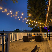 Outdoor Landscape Lighting LED 12V Low Voltage SL101 LED Low Voltage Bistro String Lights 48 FT Outdoor Weatherproof 12V Edison Bulbs with 100W DC Transformer and 55ft Hanging Kit Package Deal