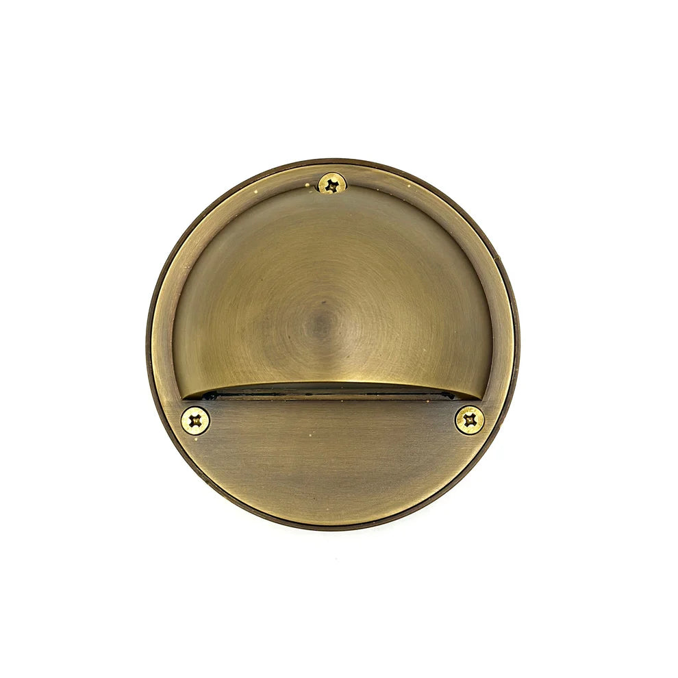 Outdoor Landscape Lighting LED 12V Low Voltage STBP06 Rein Cast Brass Round Half Moon Step Deck Light Low Voltage Outdoor Landscape Lighting Antique Brass
