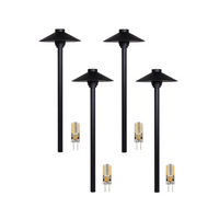 Outdoor Landscape Lighting LED 12V Low Voltage KL309 4x/8x/12x Package 12V G4 3W 2700K LED AC/DC Aluminum Low Voltage Landscape Lighting Large Hat Path Light G4 Black 4 Pack