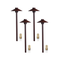 Outdoor Landscape Lighting LED 12V Low Voltage KL309 4x/8x/12x Package 12V G4 3W 2700K LED AC/DC Aluminum Low Voltage Landscape Lighting Large Hat Path Light G4 Brown 4 Pack