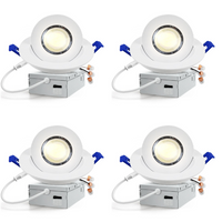 Outdoor Landscape Lighting LED 12V Low Voltage LED Canless Recessed Light 4x/8x/12x Package 9W 4 inch Gimbal 5CCT Dimmable Adjustable Directional Retrofit Eyeball Lighting with Jbox ETL Rated White 4 Pack