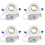 LED Canless Recessed Light 4x/8x/12x Package 9W 4 inch Gimbal 5CCT Dimmable Adjustable Directional Retrofit Eyeball Lighting with Jbox ETL Rated - White / 4 Pack