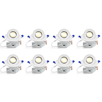 Outdoor Landscape Lighting LED 12V Low Voltage LED Canless Recessed Light 4x/8x/12x Package 9W 4 inch Gimbal 5CCT Dimmable Adjustable Directional Retrofit Eyeball Lighting with Jbox ETL Rated White 8 Pack