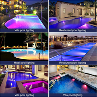 Outdoor Landscape Lighting LED 12V Low Voltage ULBA03 Aluminum Underwater Landscape 12-24V AC/DC 12W/24W Automatic Color-Changing RGB Integrated LED Fountain Light Pond Lighting IP68 for Wall Mounting