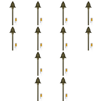 Outdoor Landscape Lighting LED 12V Low Voltage PLB17 4x/8x/12x Package Cast Brass LED Bell Shaped Lamp Ready 12V Low Voltage Pathway Outdoor Landscape Lighting Fixture with G4 3W 3000K Bulb 12 Pack