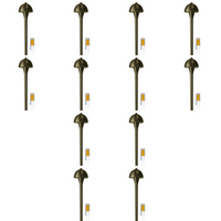 Outdoor Landscape Lighting LED 12V Low Voltage PLB18 4x/8x/12x Package Brass LED Mini Globe Lamp Ready 12V Low Voltage Pathway Outdoor Landscape Lighting Fixture with G4 3W 3000K Bulb 12 Pack