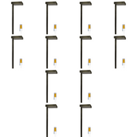 Outdoor Landscape Lighting LED 12V Low Voltage PLB20 4x/8x/12x Package Cast Brass Square Top LED 12V Low Voltage Pathway Outdoor Lighting Landscape Fixture with G4 3W 3000K Bulb Dark Brass 12 Pack