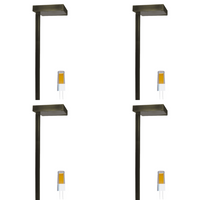 Outdoor Landscape Lighting LED 12V Low Voltage PLB20 4x/8x/12x Package Cast Brass Square Top LED 12V Low Voltage Pathway Outdoor Lighting Landscape Fixture with G4 3W 3000K Bulb Dark Brass 4 Pack