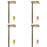 Outdoor Landscape Lighting LED 12V Low Voltage PLB20 4x/8x/12x Package Cast Brass Square Top LED 12V Low Voltage Pathway Outdoor Lighting Landscape Fixture with G4 3W 3000K Bulb Natural Brass 4 Pack