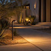 Outdoor Landscape Lighting LED 12V Low Voltage PLB21 Cast Brass 3W 3000K Warm White Integrated LED Cane Style Curved 12V Low Voltage Pathway Light