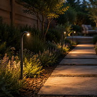 Outdoor Landscape Lighting LED 12V Low Voltage PLB21 Cast Brass 3W 3000K Warm White Integrated LED Cane Style Curved 12V Low Voltage Pathway Light