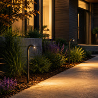 Outdoor Landscape Lighting LED 12V Low Voltage PLB21 Cast Brass 3W 3000K Warm White Integrated LED Cane Style Curved 12V Low Voltage Pathway Light