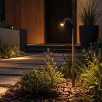 Outdoor Landscape Lighting LED 12V Low Voltage PLB21 Cast Brass 3W 3000K Warm White Integrated LED Cane Style Curved 12V Low Voltage Pathway Light