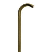 Outdoor Landscape Lighting LED 12V Low Voltage PLB21 Cast Brass 3W 3000K Warm White Integrated LED Cane Style Curved 12V Low Voltage Pathway Light Natural Brass