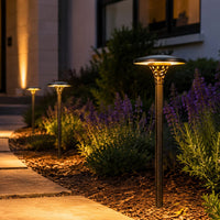 Outdoor Landscape Lighting LED 12V Low Voltage PLB28 4W 3000K Integrated LED Mushroom Hat Outdoor Garden Pathway Light | 12V Low Voltage Brass Path Light