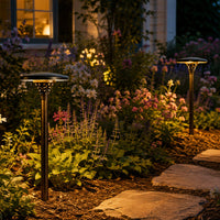 Outdoor Landscape Lighting LED 12V Low Voltage PLB28 4W 3000K Integrated LED Mushroom Hat Outdoor Garden Pathway Light | 12V Low Voltage Brass Path Light