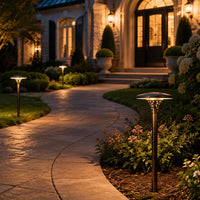 Outdoor Landscape Lighting LED 12V Low Voltage PLB28 4W 3000K Integrated LED Mushroom Hat Outdoor Garden Pathway Light | 12V Low Voltage Brass Path Light