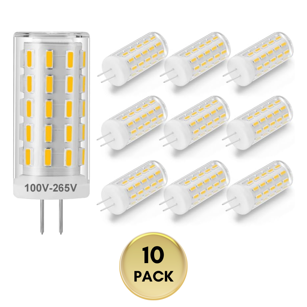 Outdoor Landscape Lighting LED 12V Low Voltage 10 Pack G4 5W Bi Pin 3000K/4000K/6000K LED Capsule 450LM 120V Line Voltage Bulb Energy Efficient Light IP20