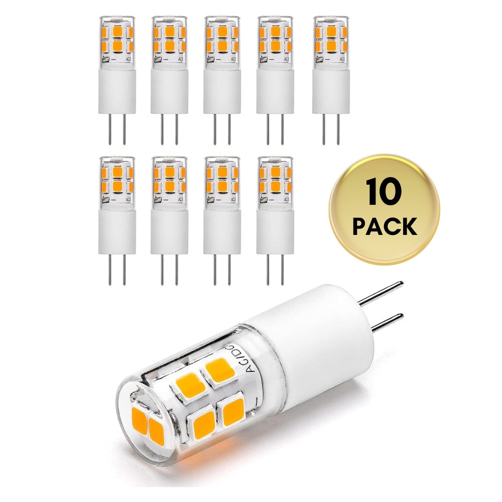 Outdoor Landscape Lighting LED 12V Low Voltage 10 Pack G4 1.3W Bi Pin 3000K/6000K LED Ceramic Capsule 120V Line Voltage Bulb Energy Efficient Light 3000K Warm White
