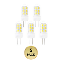 Outdoor Landscape Lighting LED 12V Low Voltage 5 Pack G4 3W Bi Pin 3000K/6000K LED Ceramic Capsule 120V Line Voltage Bulb Energy Efficient Light 6000K Cool White