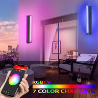 Outdoor Landscape Lighting LED 12V Low Voltage SCA02-24 Integrated LED 24W RGBCW Bluetooth 24″x4.9″x3.5″ 12V Low Voltage Aluminum Wall Sconce Lighting IP65 Waterproof