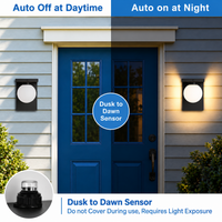 Outdoor Landscape Lighting LED 12V Low Voltage SCH23PC 12W 1100LM 3000K Dusk-to-Dawn Frosted Glass Globe Wall Sconce Light 120V