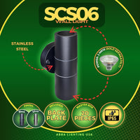 Outdoor Landscape Lighting LED 12V Low Voltage SCS06 LED Stainless Steel Cylinder Up Down Light 2 Directional Sconce Lighting 12V Low Voltage