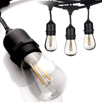 Outdoor Landscape Lighting LED 12V Low Voltage SL101 3000K Warm White LED Low Voltage Bistro String Lights 48 FT Outdoor Weatherproof 12V Edison Bulbs
