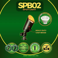 Outdoor Landscape Lighting LED 12V Low Voltage SPB02 4x/8x/12x Package 12V Low Voltage Small Directional Bullet Brass Spotlight Outdoor Landscape Lighting with MR11 2W 3000K Bulb