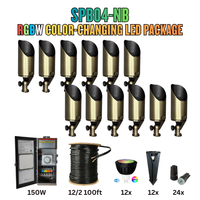 Outdoor Landscape Lighting LED 12V Low Voltage RGBW Color Changing LED Holiday Package: (12) Spotlight or (12) Path Lights with Wires and Connectors SPB04 Natural Brass 6W RGBCW MR16 Spotlights