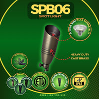 Outdoor Landscape Lighting LED 12V Low Voltage SPB06 Cast Brass 12V Low Voltage Landscape Spotlight | Outdoor LED Spotlight with MR16 Socket