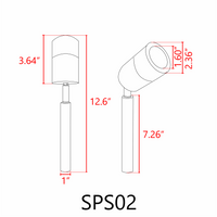 Outdoor Landscape Lighting LED 12V Low Voltage SPS02 4x/8x/12x Package 12V Low Voltage LED Stainless Steel Spotlight Adjustable Up Lighting Fixtures with 5W 3000K Bulb