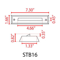 Outdoor Landscape Lighting LED 12V Low Voltage STB16 2W LED Cast Brass Surface Mounted Slim Horizontal Outdoor & Indoor Brass 7.37