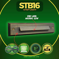 Outdoor Landscape Lighting LED 12V Low Voltage STB16 2W LED Cast Brass Surface Mounted Slim Horizontal Outdoor & Indoor Brass 7.37