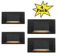 Outdoor Landscape Lighting LED 12V Low Voltage STLA05 4-Pack 3W Slim Black Low Voltage 2700K Warm White Integrated LED Outdoor Step Lights Package, 12V LED Deck Lights Landscape Lights