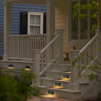 Outdoor Landscape Lighting LED 12V Low Voltage STLA05 4-Pack 3W Slim Black Low Voltage 2700K Warm White Integrated LED Outdoor Step Lights Package, 12V LED Deck Lights Landscape Lights