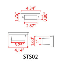 Outdoor Landscape Lighting LED 12V Low Voltage STS02 4x/8x/12x Package Outdoor Recessed Brick Wall Light 12V Low Voltage 3000K Warm White Integrated LED Step/ Stair Lighting Fixture