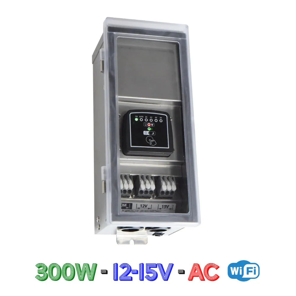 Outdoor Landscape Lighting LED 12V Low Voltage STSW300 300W Stainless Steel Smart WI-FI 12V, 15V Low Voltage Transformer with Photocell & Timer IP65