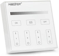 Outdoor Landscape Lighting LED 12V Low Voltage MiBoxer RGB/RGBW Wall Mounted Smart Panel Wireless Remote 4 Zones 2.4G RF Compatible with Miboxer WL5, FUT039, FUT045, FUT039W, FUT039S, LS2 Controllers Single Color B1 Panel Remote