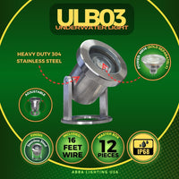 Outdoor Landscape Lighting LED 12V Low Voltage ULB03 12V Low Voltage Stainless Steel Underwater Landscape LED Fountain Light Pond Lighting IP68 MR16 Socket