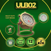 Outdoor Landscape Lighting LED 12V Low Voltage ULB02 Cast Brass PAR36 Socket LED 12V Low Voltage Underwater Pond Light IP68 Waterproof PAR36 Socket
