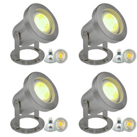 Outdoor Landscape Lighting LED 12V Low Voltage ULB03 4x/8x/12x Package Stainless Steel 12V Low Voltage Underwater Landscape LED Fountain Light Pond Lighting with MR16 5W 3000K Bulb 4 Pack
