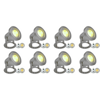 Outdoor Landscape Lighting LED 12V Low Voltage ULB03 4x/8x/12x Package Stainless Steel 12V Low Voltage Underwater Landscape LED Fountain Light Pond Lighting with MR16 5W 3000K Bulb 8 Pack