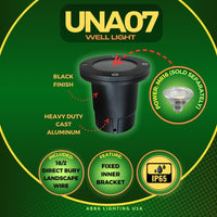 Outdoor Landscape Lighting LED 12V Low Voltage UNA07 Cast Aluminum 12V Low Voltage Round LED In-ground Well Light IP65 Waterproof MR16 Socket