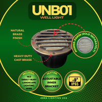 Outdoor Landscape Lighting LED 12V Low Voltage UNB01 4x/8x/12x Package Cast Brass Low Voltage Grille Commercial LED In-ground Well Light IP65 Waterproof 12V Low Voltage with PAR36 10W 160° 3000K Bulb