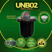 Outdoor Landscape Lighting LED 12V Low Voltage UNB02 Cast Brass 12V Low Voltage Half Moon Round LED In-ground Well Light MR16 Socket IP65 Waterproof