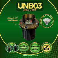 Outdoor Landscape Lighting LED 12V Low Voltage UNB03 4x/8x/12x Package Cast Brass 12V Low Voltage Shielded LED In-ground Well Light IP65 Waterproof with MR16 5W 3000K Bulb