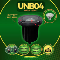 Outdoor Landscape Lighting LED 12V Low Voltage UNB04 Cast Brass 12V Low Voltage Round LED In-Ground Well Light MR16 Socket IP65 Waterproof
